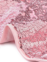 Sequin Midrise Solid Sparkle Cocktail Zipper Elastic Waist Shorts