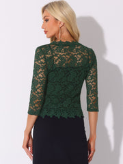 Floral Lace Evening 3/4 Sleeves Formal Elegant Bolero Shrugs