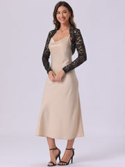 Floral Lace Long Sleeve Open Front Cropped Bolero Shrugs