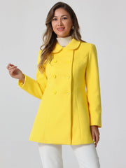 Double Breasted Peter Pan Collar Long Trench Pea Coat