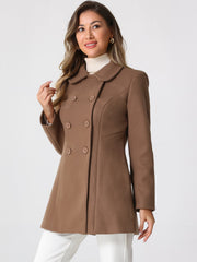 Double Breasted Peter Pan Collar Long Trench Pea Coat