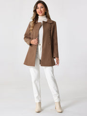 Double Breasted Peter Pan Collar Long Trench Pea Coat