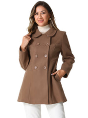 Double Breasted Peter Pan Collar Long Trench Pea Coat