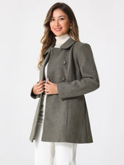 Double Breasted Peter Pan Collar Long Trench Pea Coat