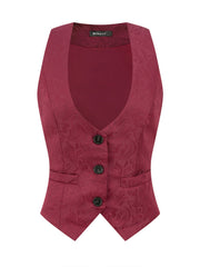 Vintage Button Up Jacquard Steampunk Waistcoat Suit Vest