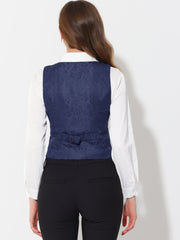 Vintage Button Up Jacquard Steampunk Waistcoat Suit Vest