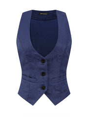 Vintage Button Up Jacquard Steampunk Waistcoat Suit Vest