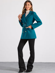Double Breasted Coat Jacket Work Office Elegant Winter Lapel Blazer
