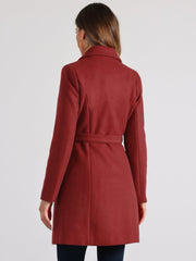 Lapel Double Breasted Slant Pocket Button Belted Pea Coats