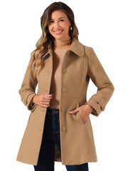 Peter Pan Collar Single Breasted Winter Outwear Buttoned Long Coat