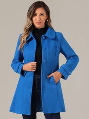 Peter Pan Collar Single Breasted Winter Outwear Buttoned Long Coat