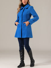 Peter Pan Collar Single Breasted Winter Outwear Buttoned Long Coat