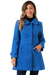 Peter Pan Collar Single Breasted Winter Outwear Buttoned Long Coat