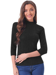 Party Glitter 3/4 Sleeve Shiny Striped Metallic Tops
