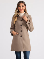 Peter Pan Collar Mid-thigh A-line Single Breasted Pea Coat
