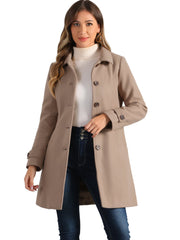Peter Pan Collar Mid-thigh A-line Single Breasted Pea Coat