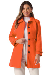 Classic Outwear Overcoat with Pockets Single Breasted Winter Coat