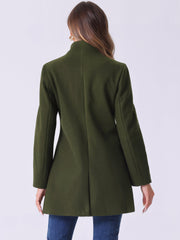 Mid-thigh Stand Collar Single Breasted Long Coat