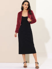 Faux Fur Evening Open Front Bolero Cropped Jacket Shrug