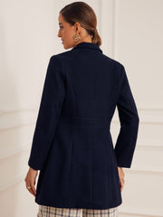 Notched Lapel Single Breasted Button Down Winter Coat