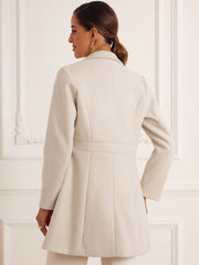 Notched Lapel Single Breasted Button Down Winter Coat