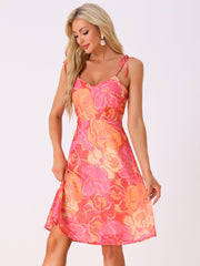 Spaghetti Strap Dress A-Line Smocked Beach Summer Floral Sundress