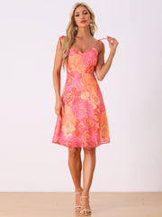 Spaghetti Strap Dress A-Line Smocked Beach Summer Floral Sundress