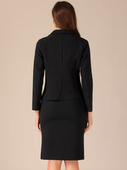 2pc Outfit Notched Lapel Blazer and Sleeveless Midi Sheath Dress Suit Sets