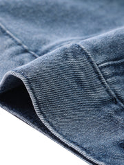 Casual Short Puff Sleeves Button-Down Jean Denim Jacket