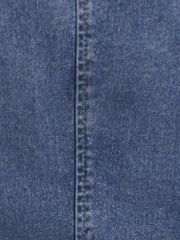 Button Down Collar V Neck Long Sleeve A-line Jean Denim Dress