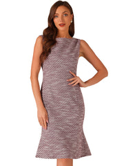 Tweed Sleeveless Elegant Plaid Midi Fishtail Dress