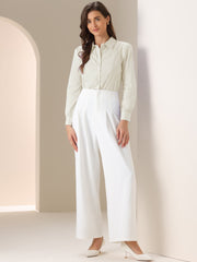 Leotard Shirt Collared Business Casual Button Down Long Sleeves Bodysuit