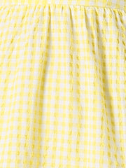 Ruffle Trim V Neck Button Decor Plaid Gingham Tiered Midi Dress