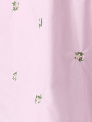 Casual Long Sleeve Half Placket Embroidered Floral Mini Shirt Dress