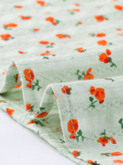 Floral Printed Peter Pan Collar Cotton Short Sleeve Shirt