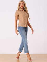 Floral Printed Peter Pan Collar Cotton Short Sleeve Shirt