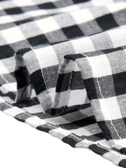 Gingham Peplum Top Summer Square Neck Sleeveless Plaid Blouse