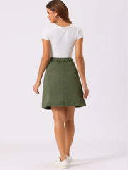 Casual Short Button Down Jeans Skirt