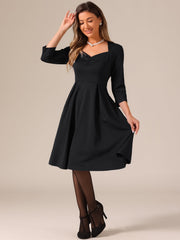 Retro Sweetheart Neck 1950s Retro Cocktail A-Line Dress