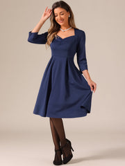 Retro Sweetheart Neck 1950s Retro Cocktail A-Line Dress
