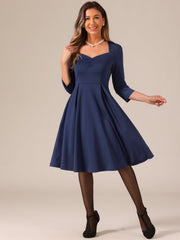 Retro Sweetheart Neck 1950s Retro Cocktail A-Line Dress