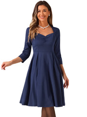 Retro Sweetheart Neck 1950s Retro Cocktail A-Line Dress