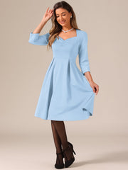 Retro Sweetheart Neck 1950s Retro Cocktail A-Line Dress