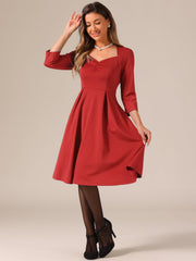 Retro Sweetheart Neck 1950s Retro Cocktail A-Line Dress