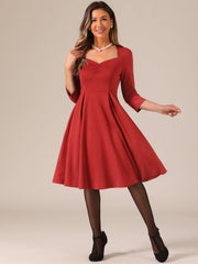 Retro Sweetheart Neck 1950s Retro Cocktail A-Line Dress