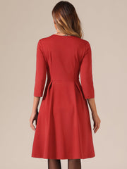 Retro Sweetheart Neck 1950s Retro Cocktail A-Line Dress
