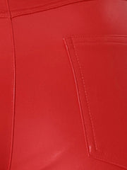 Faux Leather Pants High Waist Straight Leg Casual PU Punk Trousers