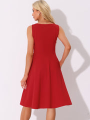 Sweetheart Neck Sleeveless A-Line Midi Swing Dress