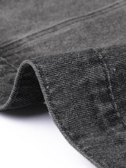 Lightweight Button Down Puff Sleeve Cropped Denim Jacket