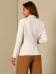 Faux Suede Lapel Collar Long Sleeve Casual Work Office Jacket
